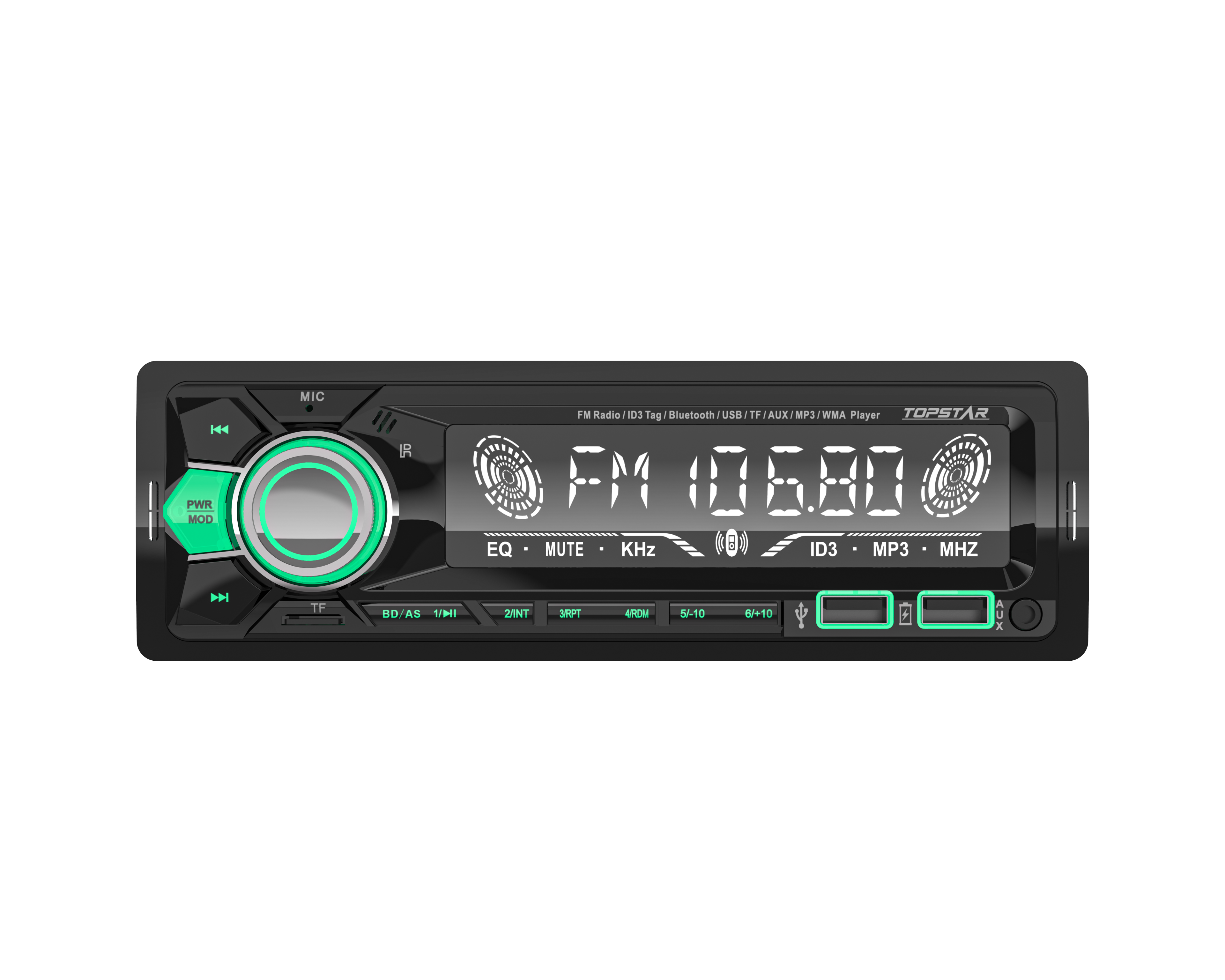 مشغل MP3 للسيارة ذو لوحة ثابتة عالية الجودة مع شاشة LCD