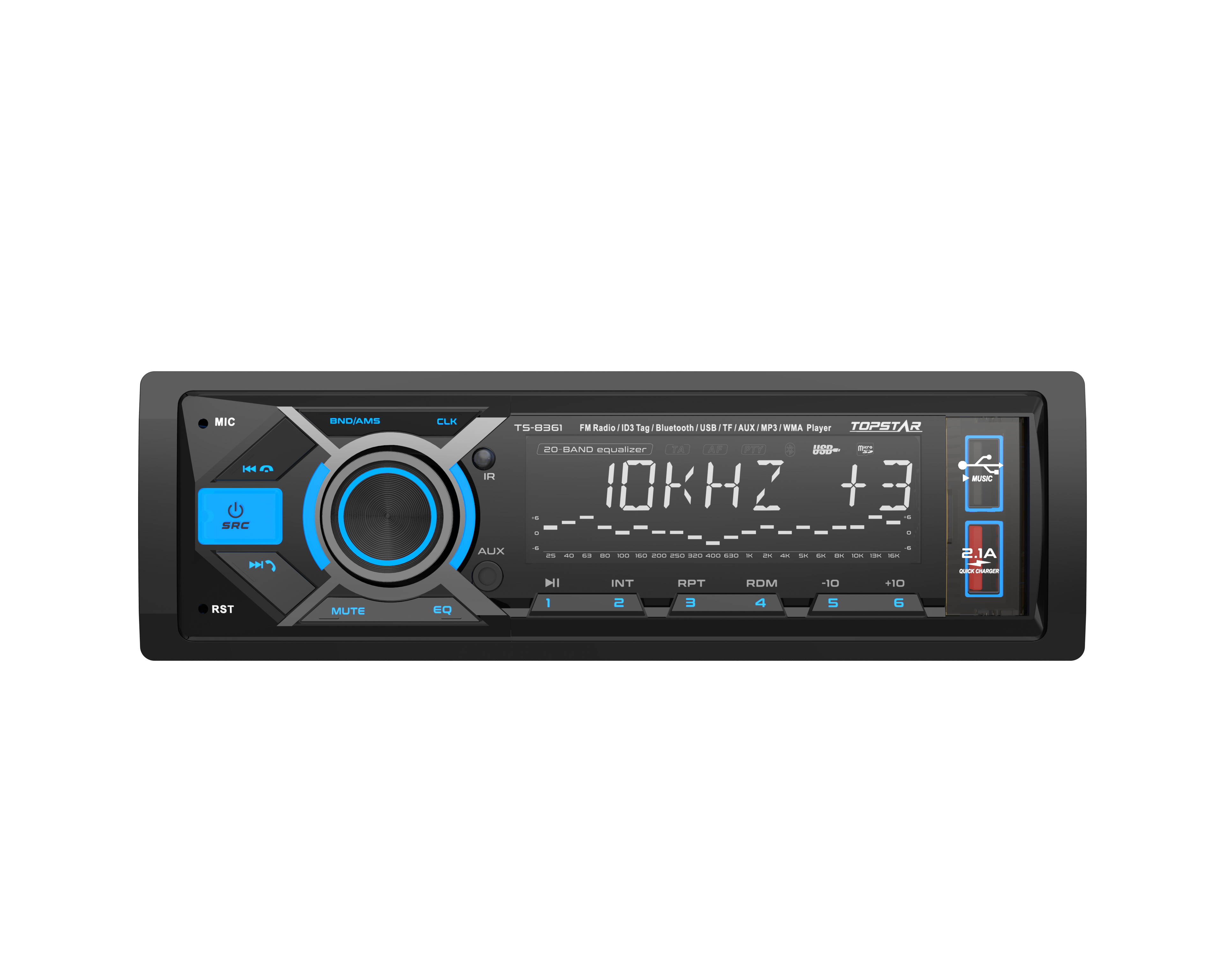 مشغل MP3 للسيارة بشاشة LCD واحدة Din