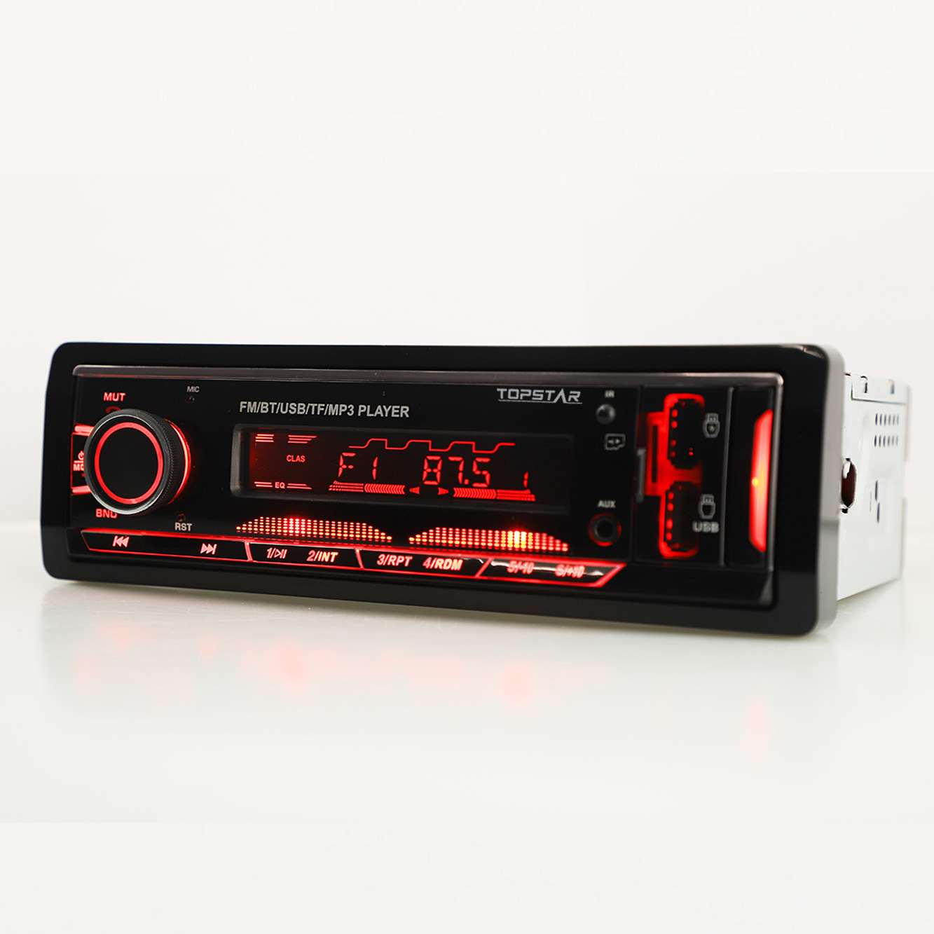 مشغل MP3 شاحن سيارة صوت تلقائي جهاز إرسال FM صوت واحد DIN لوحة ثابتة مشغل MP3 للسيارة مع USB مزدوج