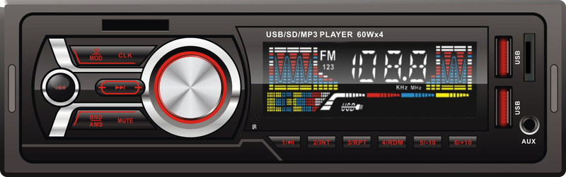 مشغل صوت للسيارة بلوحة ثابتة مع 2 USB