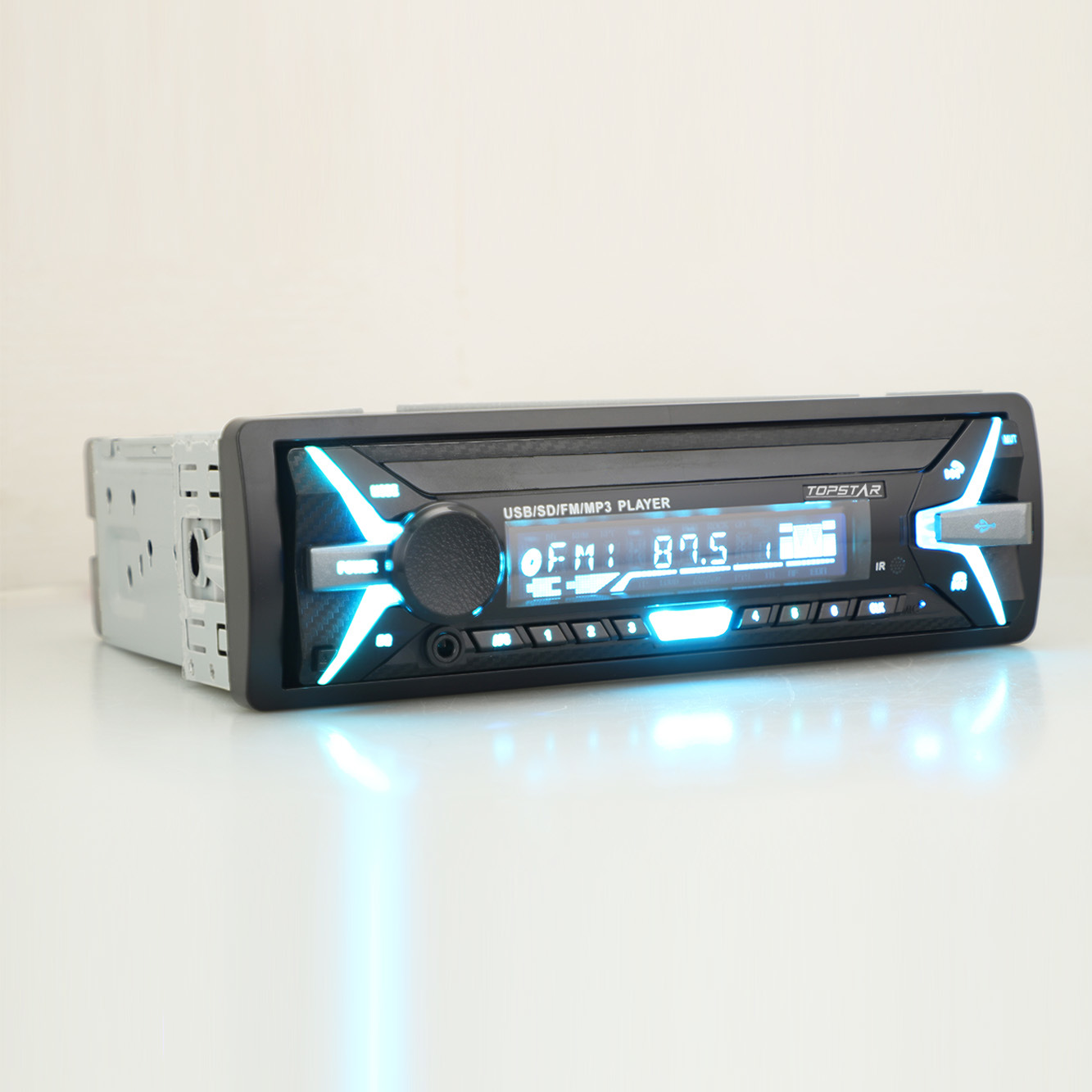 مشغل MP3 راديو السيارة ذو لوحة ثابتة مشغل MP3 للسيارة متعدد الألوان مشغل MP3 DIN واحد مع بلوتوث