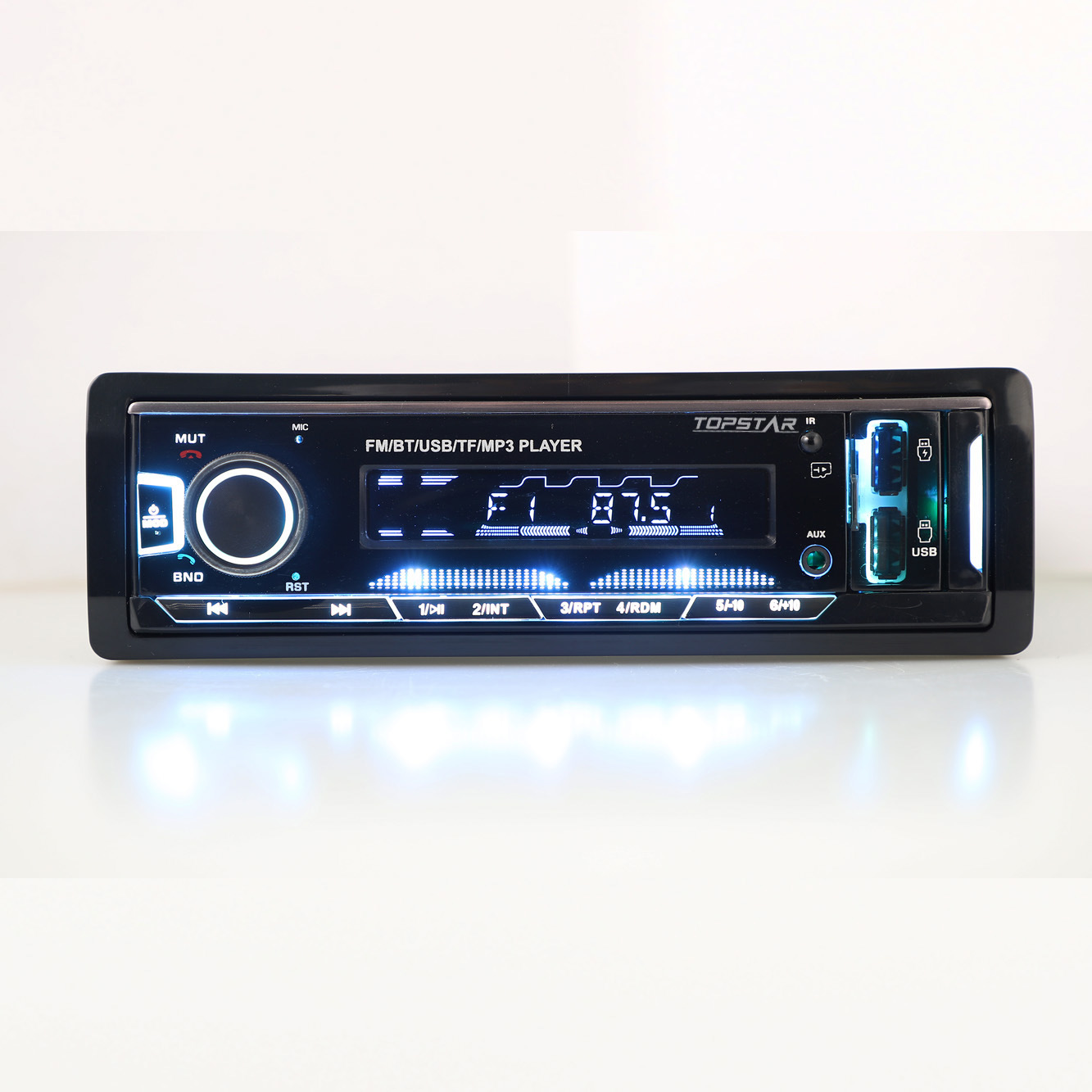 مشغل MP3 شاحن سيارة صوت تلقائي جهاز إرسال FM صوت واحد DIN لوحة ثابتة مشغل MP3 للسيارة مع USB مزدوج