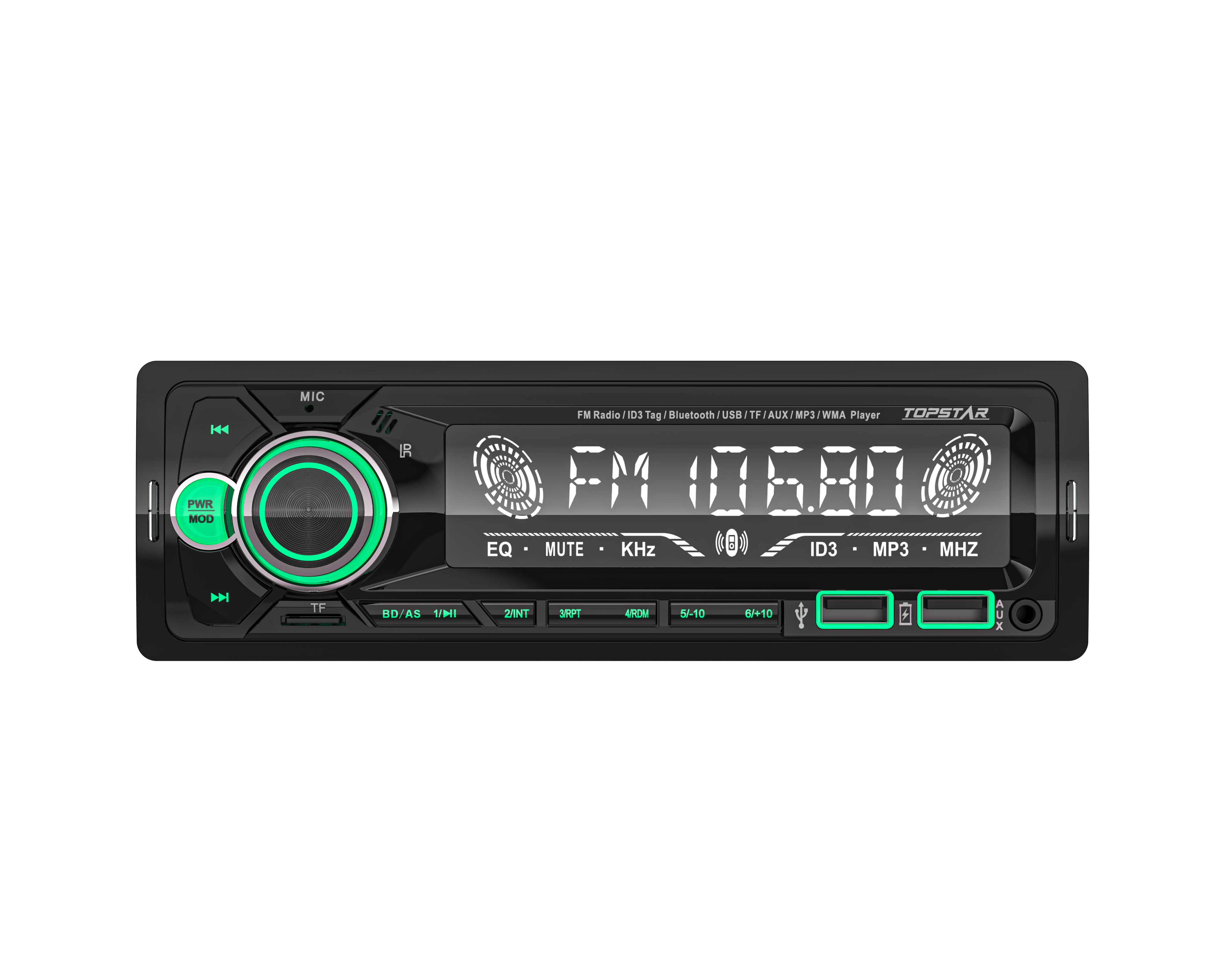 صوت السيارة مع بلوتوث، راديو FM، يدعم وظيفة USB