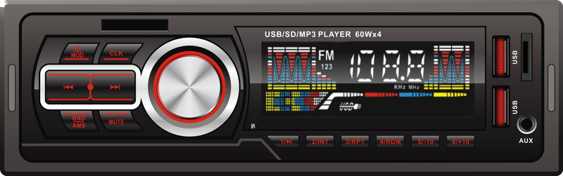 مشغل USB مزدوج للسيارة بلوحة ثابتة مع مدخل MP3/USB/SD/MMC