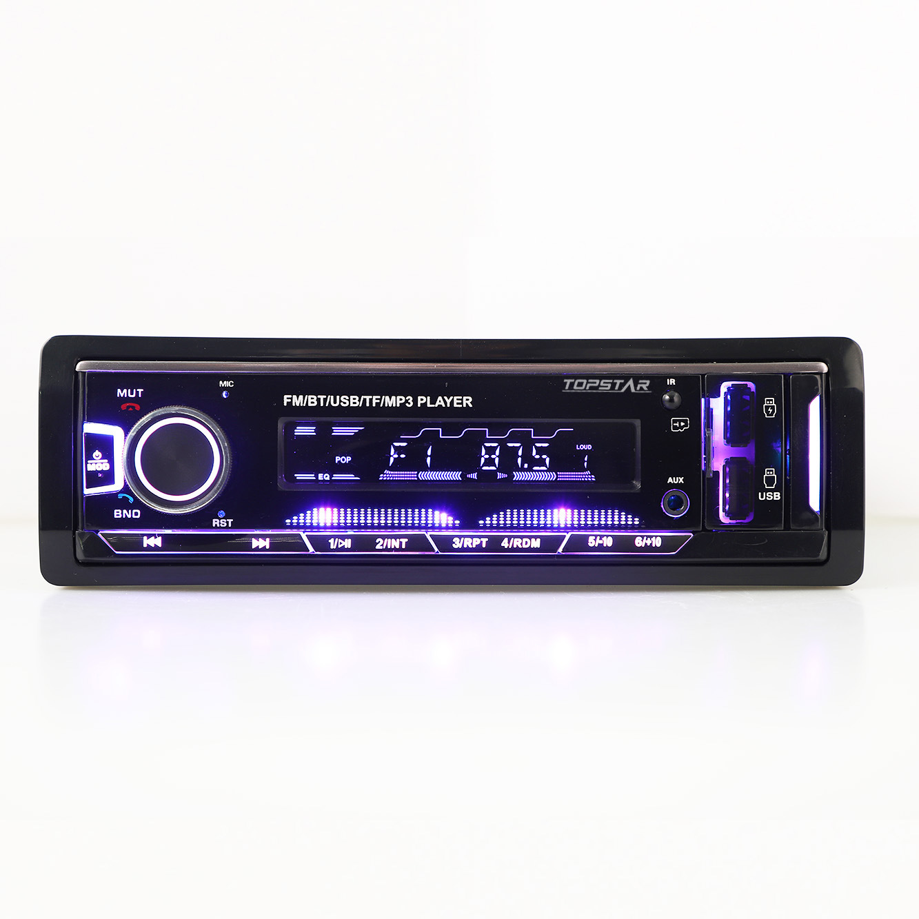 مشغل MP3 شاحن سيارة صوت تلقائي جهاز إرسال FM صوت واحد DIN لوحة ثابتة مشغل MP3 للسيارة مع USB مزدوج