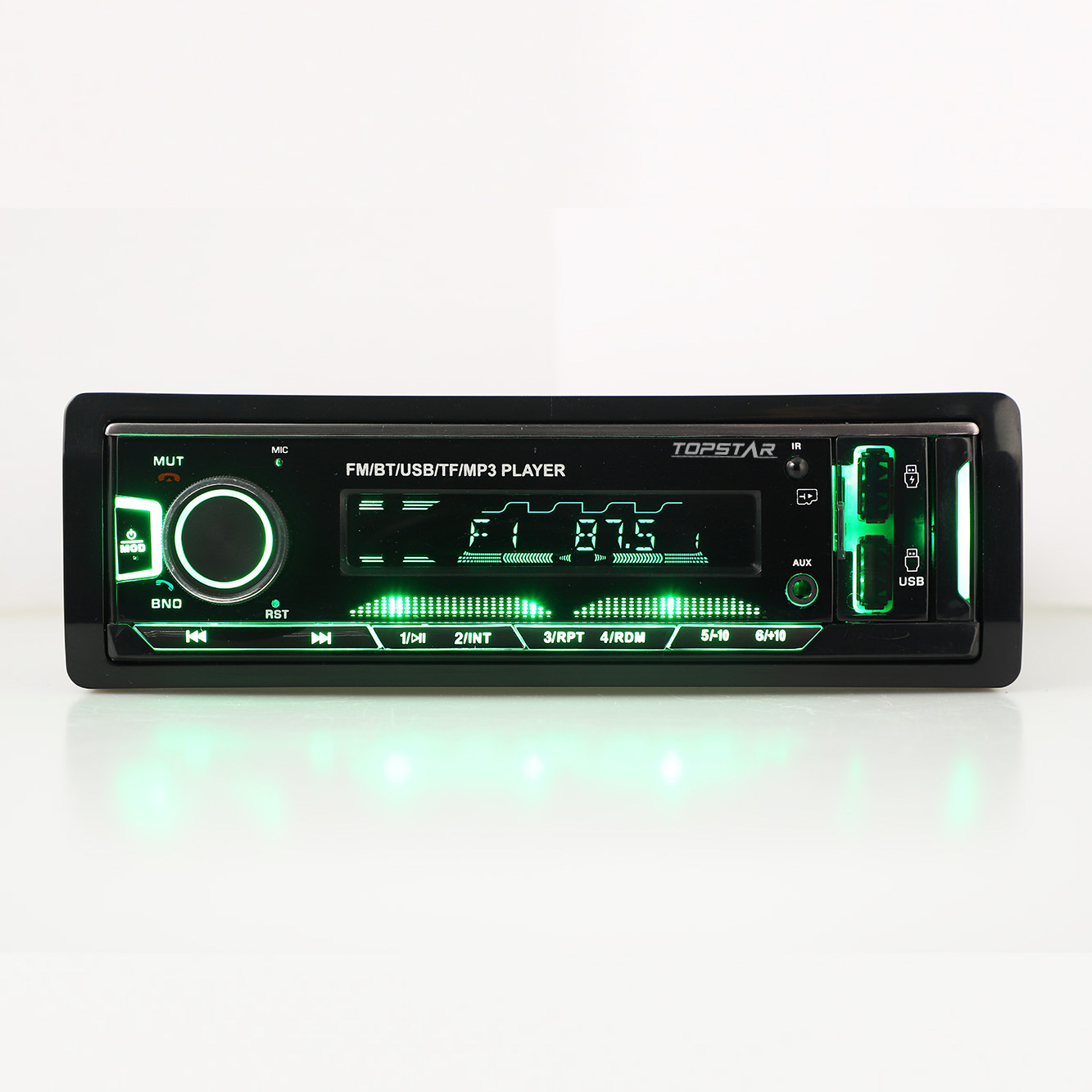 مشغل MP3 شاحن سيارة صوت تلقائي جهاز إرسال FM صوت واحد DIN لوحة ثابتة مشغل MP3 للسيارة مع USB مزدوج