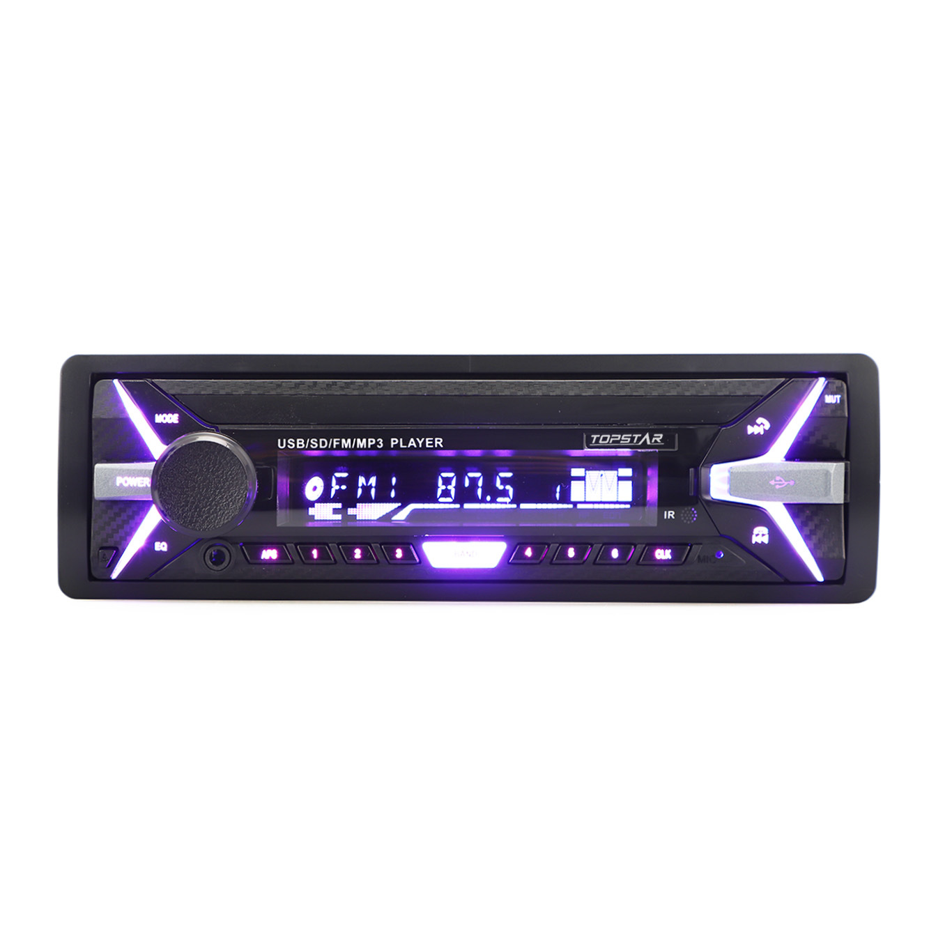 مشغل MP3 راديو السيارة ذو لوحة ثابتة مشغل MP3 للسيارة متعدد الألوان مشغل MP3 DIN واحد مع بلوتوث